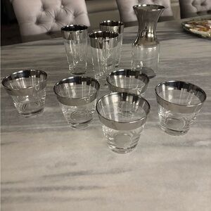 Vintage 1960s madmen era Don Draper style silver rimmed bar wear glasses